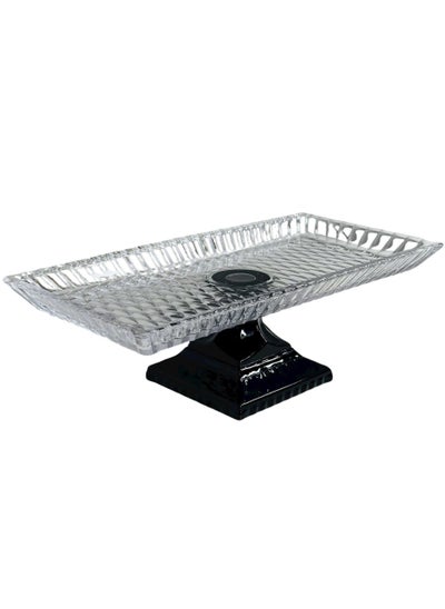 Buy Glass Serving Plate with Black Base 35X17X11 CM in Saudi Arabia