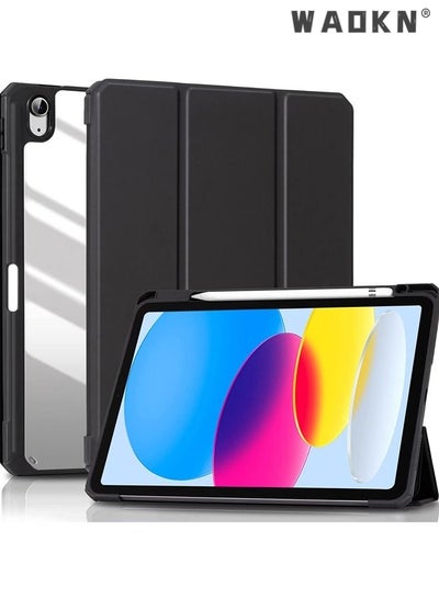 Buy Pro Case for iPad 10th Gen Case with Pencil Holder 2022 iPad 10.9 Inch Case, Clear Transparent Back Shell Trifold Protective Cases Shockproof Cover for 2022 iPad 10th Gen A2696 A2757 A2777 -Black in UAE