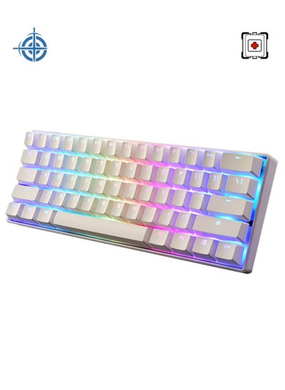 اشتري 62 Keys Mechanical Gaming Keyboard Anti-Ghosting 60% Mech Keeb with RGB Backlight - White Red Switch في الامارات