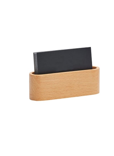 Buy Beech Business Card Case Id Name Cards Display Stand Office Desk Wooden Business Card Holder Organizer Pen Storage Box (Beech) in UAE