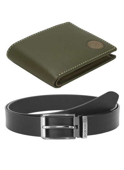 Buy Gift Set for Men | Olive Wallet and Black Belt Men's Combo Gift Set | Leather Wallets for men | Men’s Wallet BWN104165 in UAE
