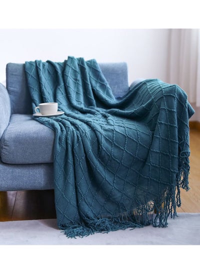 Buy Tassel Design Knitted Soft Warm Sofa Blanket For Nap 127x175cm in Saudi Arabia