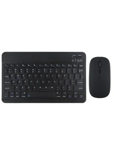 Buy Universal Portable Rechargeable Mini Wireless Keyboard And Mouse Combo For Tablet Mobile Phones iPhone IOS Android And Windows Phones Black in UAE