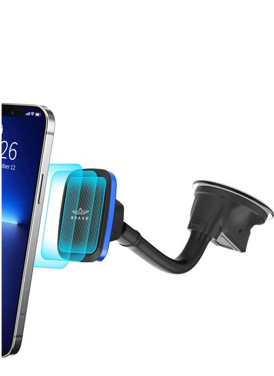 Buy Magnetic Car Holder for Dashboard and Windshield, Universal Phone Mount with Strong 6 N52 Magnets, Easy Installation, Secure Grip, Adjustable Design, Suitable for Bumpy Roads, Textured Surfaces, and All Phone Models Including iPhone, Galaxy, and More in UAE