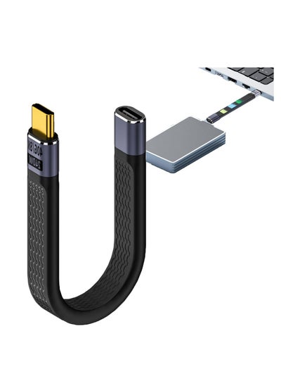 اشتري 40Gbps USB4 Male to Female Straight Slim Flat Extension Cable 13cm with 240W Charg-ing and 8K@60Hz Compatible with Thunderbolt3/4 في الامارات