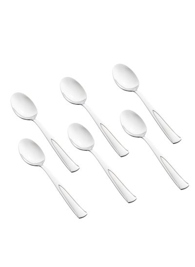 Buy 6 Pieces Stainless Steel Dinner Spoons Silver in Saudi Arabia