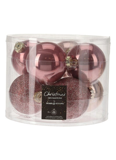 اشتري 7-cm Christmas Balls, Pink - Set of 8 في الامارات