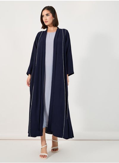 Buy Overlock Seam Detail Crepe Abaya in Saudi Arabia