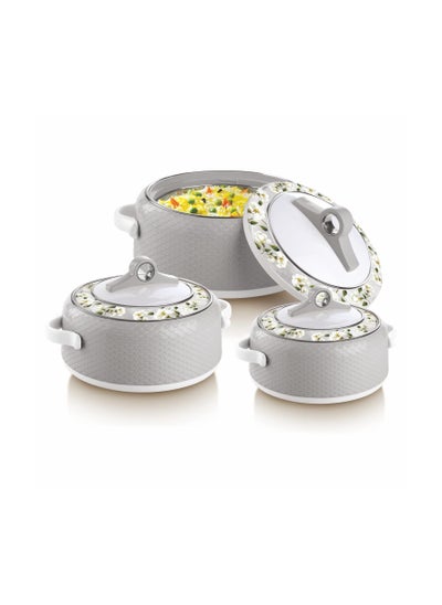 اشتري Coral Casserole Food Warmer Stainless Steel Insulated Hotpot 3 Pc Set في الامارات