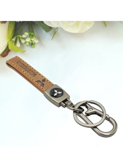Buy Super Finish Metal Ring Key Chain PU Leather Strap Car Keychain - MITSUBISHI in Saudi Arabia