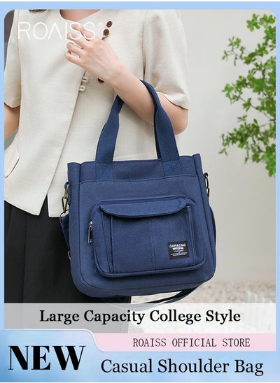 Buy Large Capacity Shoulder Bag  Durable Macaron Color Scheme Smooth Zipper Solid Color Tote Bag in UAE