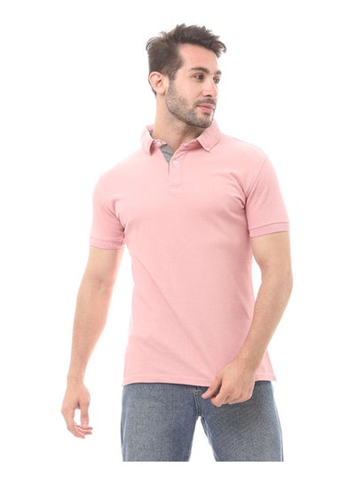 Buy Solid Cotton Buttoned Polo Shirt-Rose in Egypt