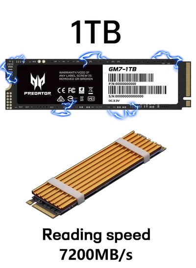 اشتري 1 تيرابايت 7200 ميجابايت / ثانية SSD PCIe NVMe Gen4 M.2 2280 ، محركات أقراص صلبة داخلية ، متوافقة مع PS5 ، كمبيوتر مكتبي ، كمبيوتر محمول ، بما في ذلك غرفة التبريد وأدوات التفكيك وتعليمات التثبيت في الامارات