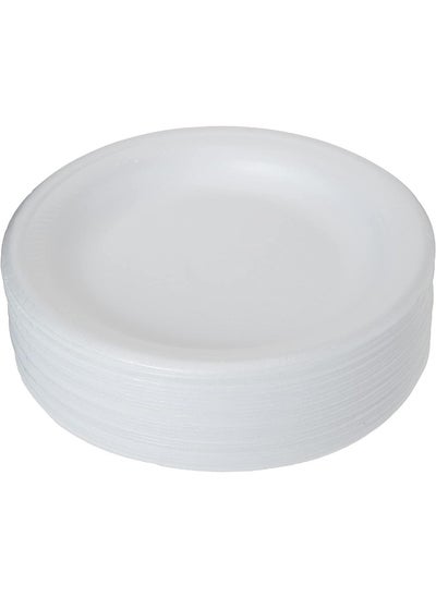 اشتري Alsaqer Disposable Round Foam Plate 10 inches white Pack, 25 Pieces في الامارات