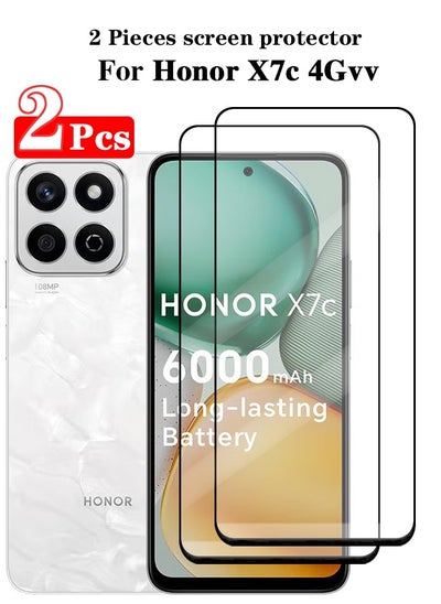 Buy 2 Pieces Full Cover Glass Screen Protector For Honor X7c 4G Black/Clear and Screen Protector Accessorie in Saudi Arabia