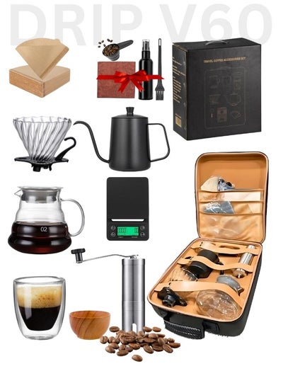 Buy V60 Pour Over Coffee Maker Set With Carry Case Black 600ml in Saudi Arabia