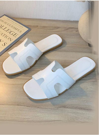 Buy Women Fashion white Bliss Slippers Stylish Comfort for Summer Outdoor or Indoor Flat Beach Sandals in UAE