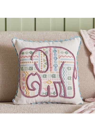 Buy Glimmer Elephant Printed and Embroidered Filled Cushion 40 x 40 cm in Saudi Arabia