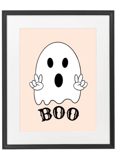 اشتري Halloween Ghost Boo Framed Poster 50x40cm - Spooky Wall Art Decor for Home, Office, or Party , Trick or Treat Pumpkin Artwork, Halloween Decoration Gift Idea في الامارات