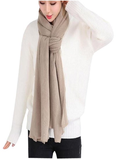 اشتري Wander Agio Women's Warm Long Shawl Winter Scarfs Large Scarf Pure Color Khaki في الامارات