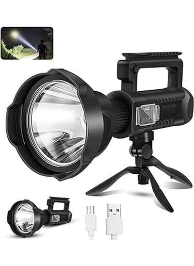 Buy Chanarily Rechargeable High Lumens Spotlight Flashlight, 100000 Lumens Super Bright LED Searchlight with Tripod, 4 Modes, IPX5 Waterproof, Handheld Spotlight for Camping, Home Security, Emergency in Egypt