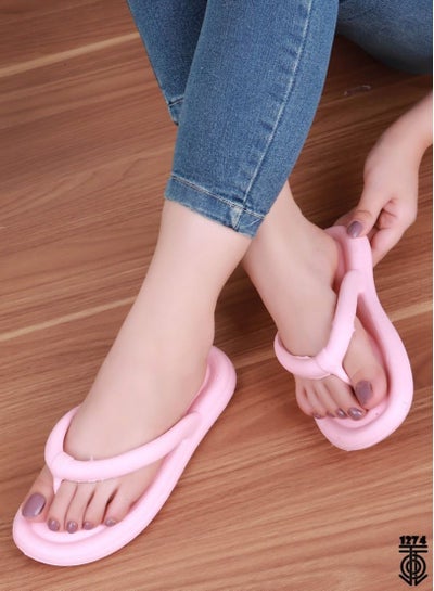 Buy Women's rubber slippers with a medical finger, rose color in Egypt