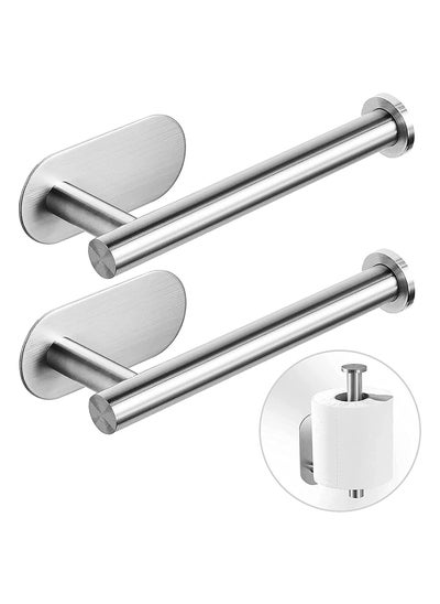 اشتري Adhesive Toilet Paper Holder - Self Adhesive Toilet Roll Holder for Bathroom Kitchen Stick on Wall Stainless Steel Brushed(Silver-2pcs) في السعودية