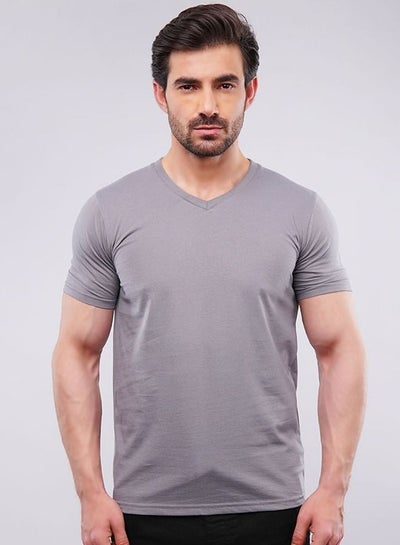 Buy Dark Grey V-Neck T-Shirt in UAE
