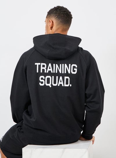 اشتري Oversized Front and Back Training Squad Print Athleisure Terry Hoodie في السعودية