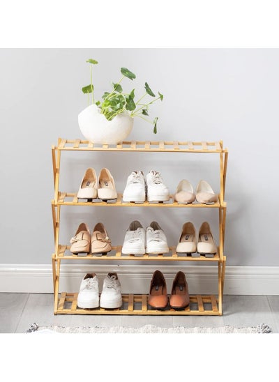 اشتري Wooden Shoe Rack Storage Organizer Boots Storage Bamboo Shelf Cabinet في الامارات