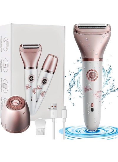 Buy Electric Razor for Women, Painless 2 In 1 Ladies Shaver, Portable Waterproof Bikini Trimmer Wet and Dry Cordless Lady Hair Removal, For Face, Leg and Underarm Epilator in Saudi Arabia