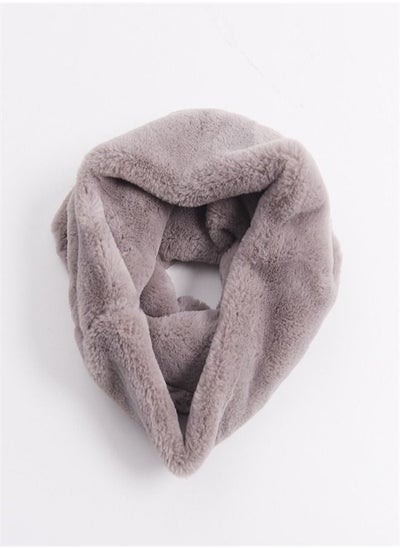 اشتري Solid Warm Fur Pullover Scarf Grey في السعودية