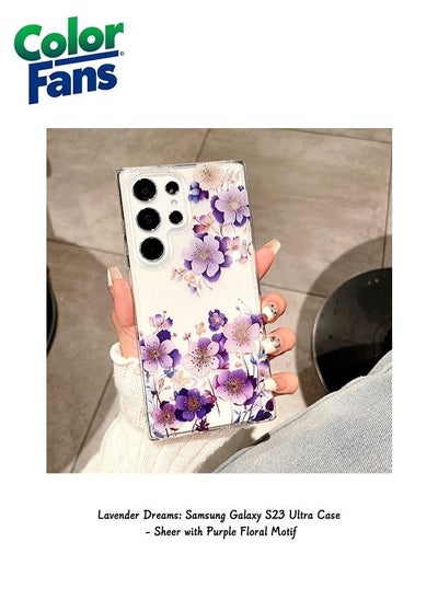 Buy Lavender Dreams: Samsung Galaxy S23 Ultra Case - Sheer with Purple Floral Motif in UAE