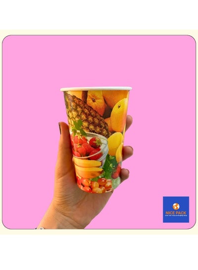Buy 50-Pieces 12oz Printed Paper Juice Cups in UAE