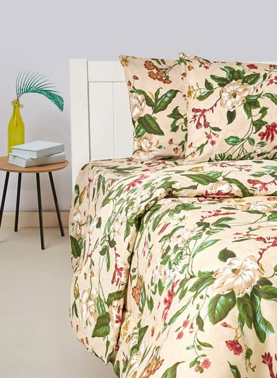 اشتري 4-Piece Daisy White Printed Design 144 TC Poly Cotton King Comforter Set في الامارات