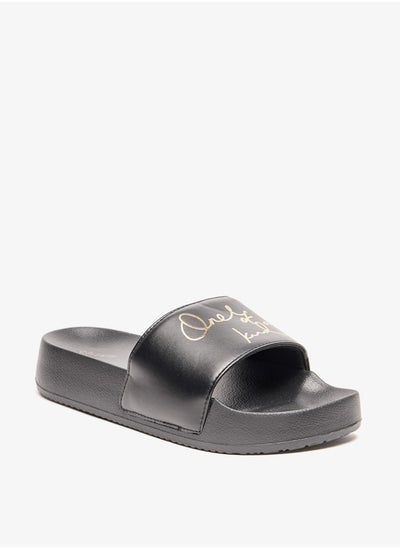 Buy Women's Typographic Print Slides in UAE