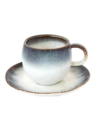 Buy 2-Piece Porcelain Coffee Cup & Saucer Set Blue 120 Ml R2844#Nblu in Saudi Arabia