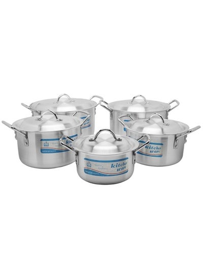 Buy 5 Piece Aluminum Casserole Set with Lids 28/26/24/22/20 cm | Cooking Pots with Lids and Durable Handles in Saudi Arabia