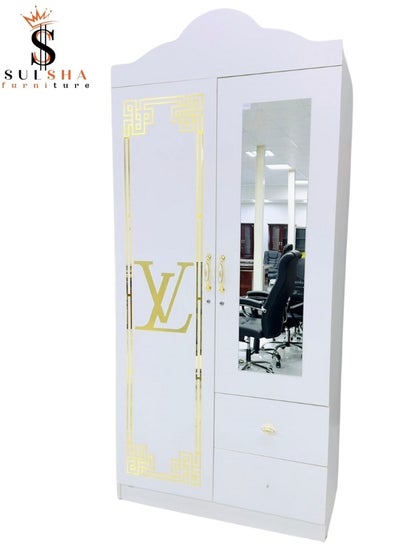 Buy 2 Door Wooden Cupboard White New design With lock in UAE