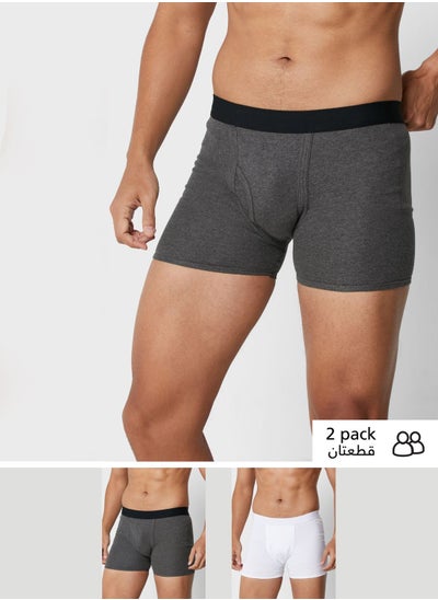 Buy 2 Pack Contrast Band Trunks With Antibacterial Finish in UAE