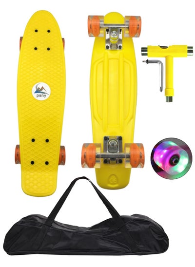 Buy 22" Pany SkateBoard PU Flash Wheels Fish Shape With Carry Bag & Tool, Yellow in Egypt