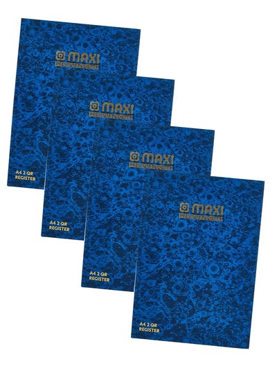 Buy 4-Piece A4 Size Register Book 96 Sheets Blue Cover in UAE