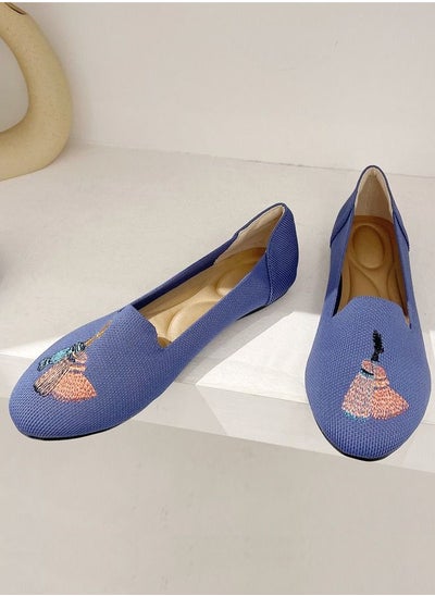 اشتري Women's Round-Toe Loafer Flat Shoes Blue في الامارات