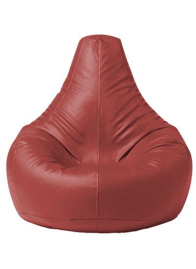 Buy Faux Leather Tear Drop Recliner Bean Bag with Filling Rufous Brown in UAE