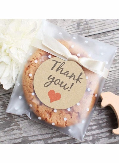 Buy Resealable Plastic Cellophane Bags 100Piece Self Adhesive Cookie Bags Treat Bags, with Thank You Stickers, 3.9x3.9 inch in UAE