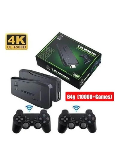 اشتري 4K HD video game console, dual 2.4G wireless controllers, plug-and-play video game stick, built-in 10,000 games, retro handheld game console في السعودية