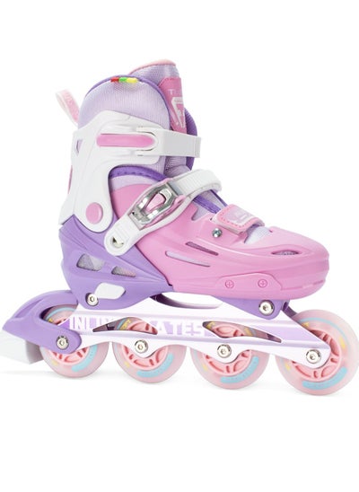 Buy Inline and Roller Skates Shoes with All Wheels LED Lights Complete Set include Helmet and Protection in UAE