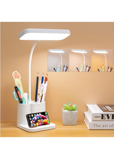 اشتري Led Table Lamp, Dimmable, Pen Holder And Nightlight, 360° Adjustable Arm With 3 Color Modes, Touch Reading Light For Home Offices في الامارات