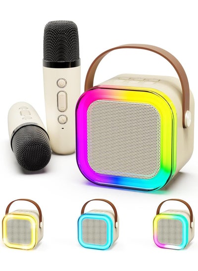 اشتري Mini Karaoke Machine with 2 Wireless Microphones – Portable Bluetooth Speaker for Kids and Adults في الامارات