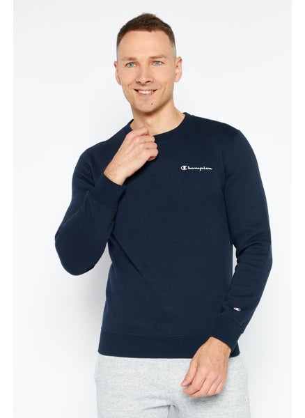 اشتري Men Sportswear Fit Long Sleeve Outdoor Sweatshirt, Navy Blue في السعودية